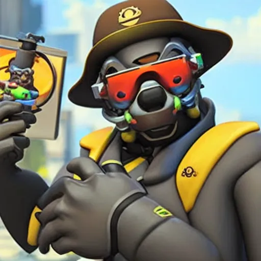 Image similar to winston from overwatch smoking weed