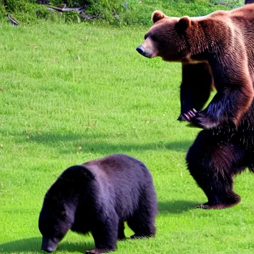 Image similar to a bear entering in picnic are, people are panicking and running