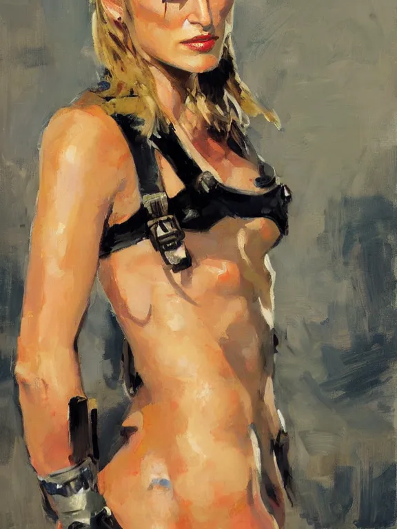 Image similar to portrait of Kiera Knightley as Tank girl by Gregory manchess