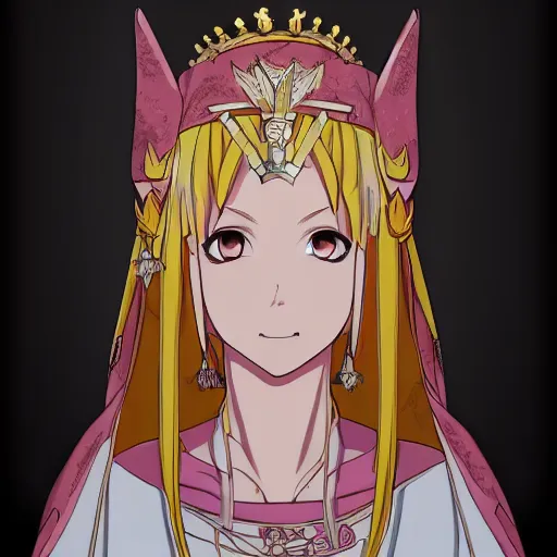 Image similar to portrait of queen medb, anime fantasy illustration by tomoyuki yamasaki, kyoto studio, madhouse, ufotable, trending on artstation