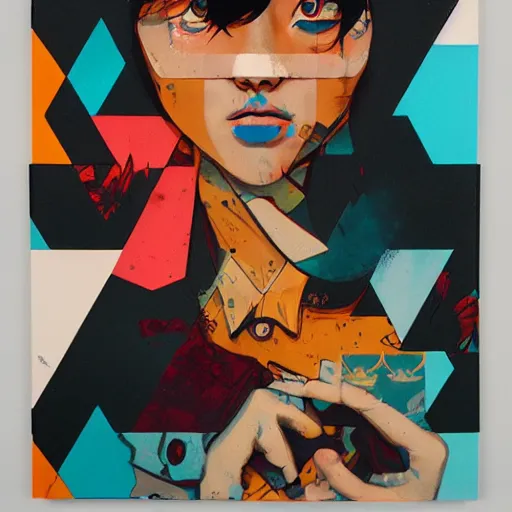 Prompt: Sludge Life x Kidrobot profile picture by Sachin Teng, asymmetrical, Organic Painting ,geometric shapes, hard edges, energetic, graffiti, street art:2 by Sachin Teng:4