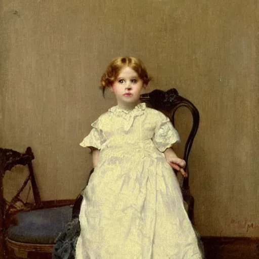 Image similar to victorian girl in nightgown, painting by alfred stevens