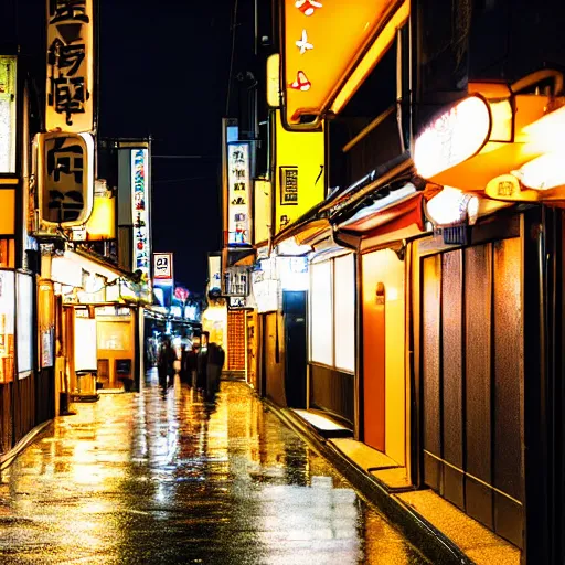 Image similar to beautiful night telephoto of bar streets of Japan photo, dslr, nikon lens, night time photography