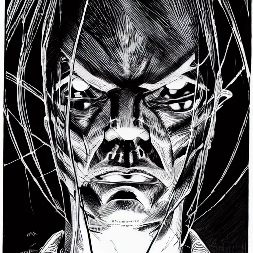 Image similar to Jerome Powell looking sinister, by Tsutomu Nihei, highly detailed