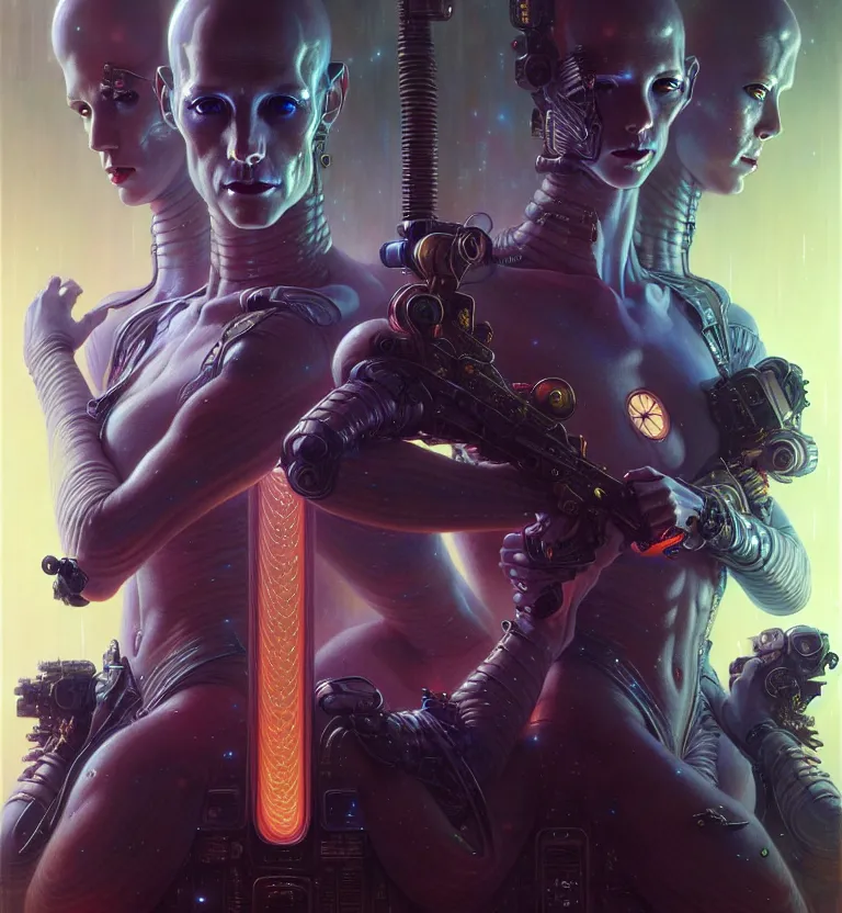 Image similar to gemini fantasy character portrait, ultra realistic, wide angle, intricate details, blade runner artifacts, highly detailed by peter mohrbacher, wayne barlowe, boris vallejo, hajime sorayama aaron horkey, gaston bussiere, craig mullins