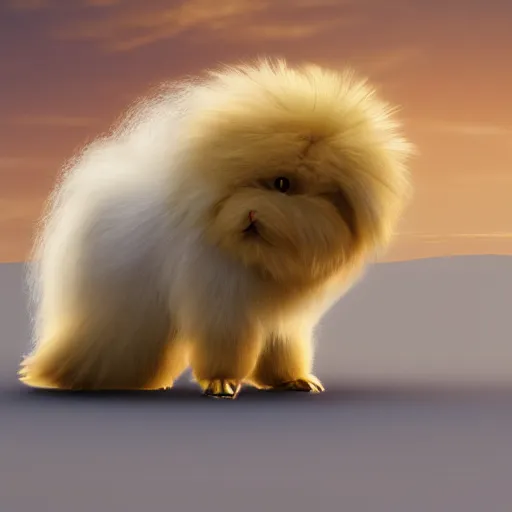 Image similar to real life Pokemon, fluffy, realistic, golden hour, sharp focus