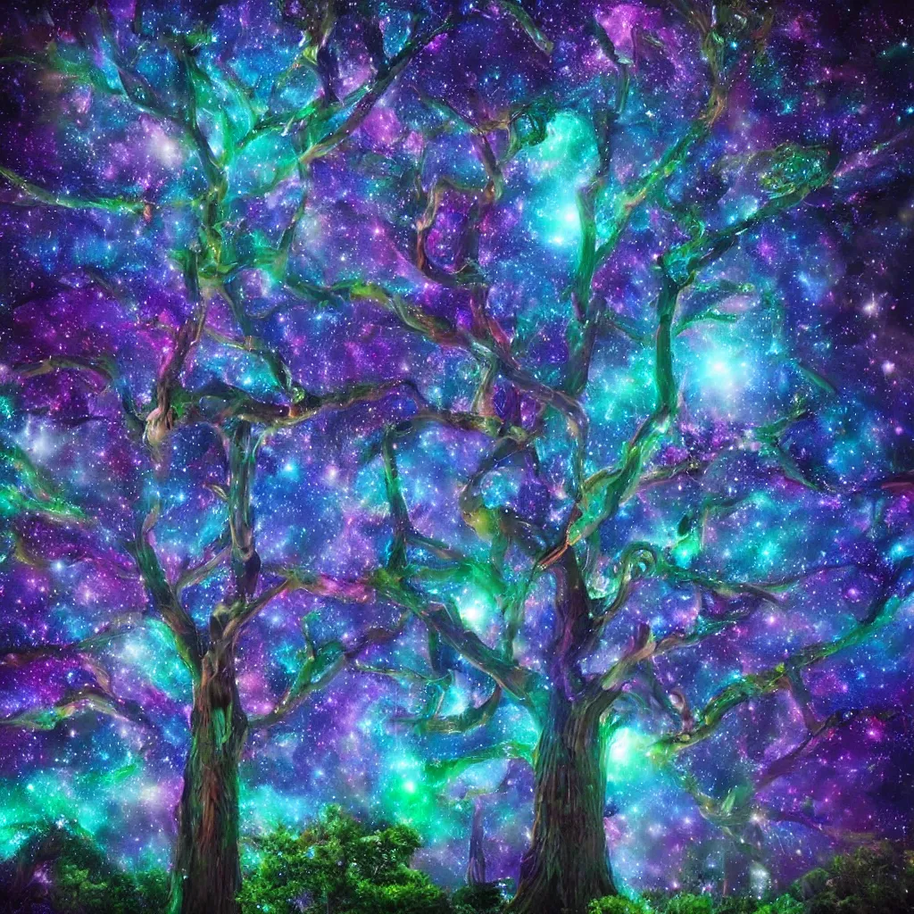 Image similar to magical trees of life in the galaxy 🌌