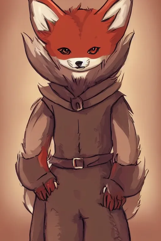 Image similar to a cute medieval anthropomorphic fox with a fluffy tail, comic art, trending on furaffinity, cartoon, kawaii, backlighting, furry art!!!, cool shading, concept art