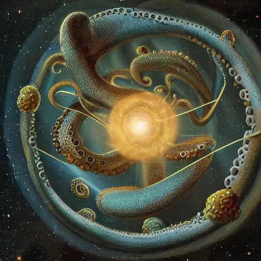 Image similar to an octopus giving birth to the universe