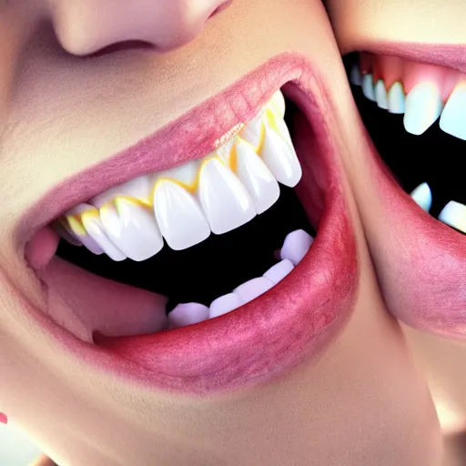 Image similar to poorly rendered 3 d set of teeth