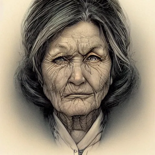 Prompt: a beautiful portrait of an old woman Travis Charest style