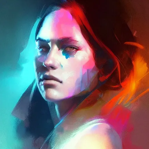 Image similar to portrait of a beautiful alyx vance, volume lighting, concept art, by greg rutkowski!!, colorful, xray melting colors!!