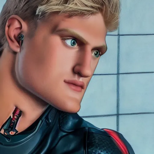 Image similar to a realistic detailed photo of a guy who is an attractive humanoid who is half robot and half humanoid, who is a male android, youtuber jake paul and logan paul, shiny skin, posing like a statue, blank stare, at the museum, on display