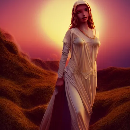 Image similar to photographic portrait of a stunningly beautiful hermetic order of the golden dawn art nouveau female in soft dreamy light at sunset, contemporary fashion shoot, by edward robert hughes, annie leibovitz and steve mccurry, david lazar, jimmy nelsson, breathtaking, 8 k resolution, extremely detailed, beautiful, establishing shot, artistic, hyperrealistic, beautiful face, octane render