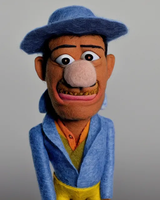 Prompt: tuco salamanca as a muppet. highly detailed felt. hyper real photo. 4 k.