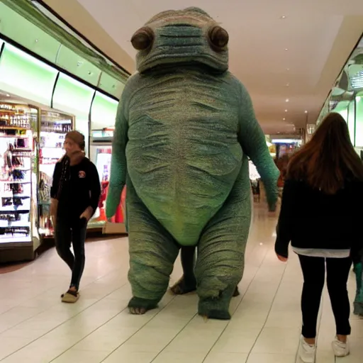 Prompt: giant tardigrades! dream are shopping at the mall