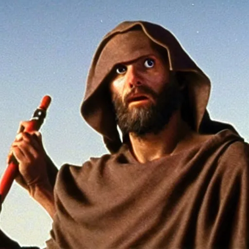 Image similar to a film still of abel ( from the bible ) in star wars 1 9 7 7, realistic, photorealistic