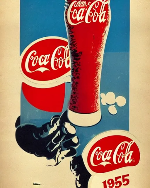 Prompt: enjoy a delicious cold coke 1950 poster