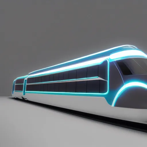 Image similar to futuristic train designed by Apple studio lighting octane render