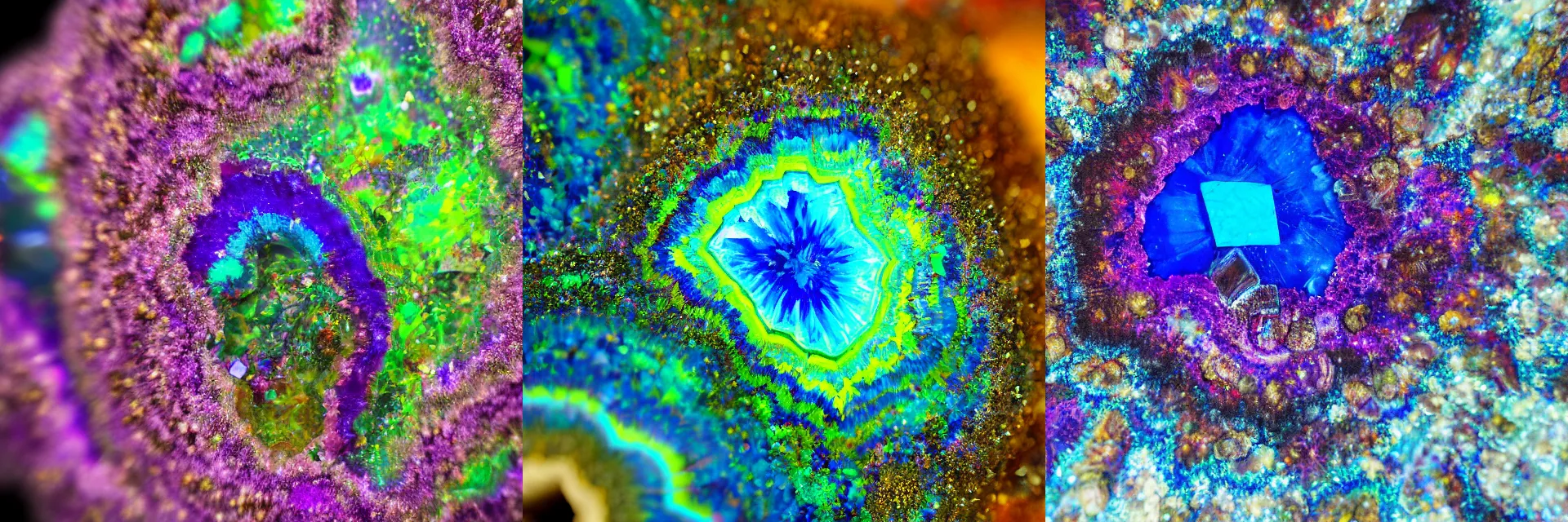 Prompt: studio shot of a psychedelic quartz geode, 4k