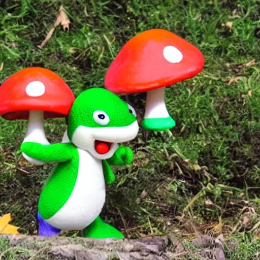 Image similar to yoshi eat mushroom