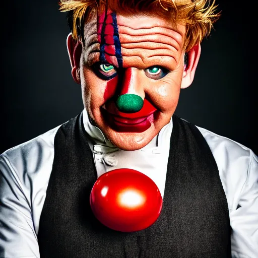 Image similar to photoshoot of Gordon Ramsay clown