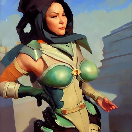 Image similar to greg manchess portrait painting of partially armored marie d'arcanto alias rogue as overwatch character, medium shot, asymmetrical, profile picture, organic painting, sunny day, matte painting, bold shapes, hard edges, street art, trending on artstation, by huang guangjian and gil elvgren and sachin teng