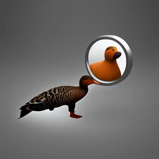Prompt: 3D rendered icon for a mobile app related to hunting ducks, octane render, studio lighting