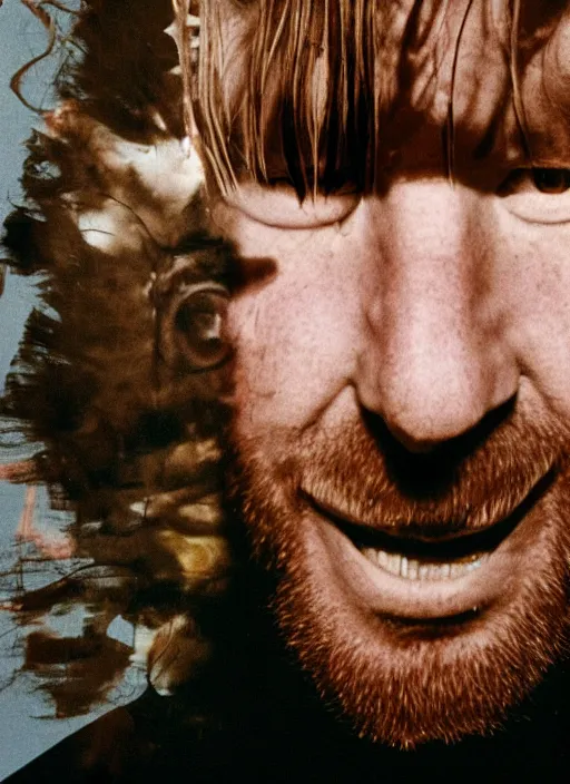 Prompt: a still of aphex twin in the style of David Lynch