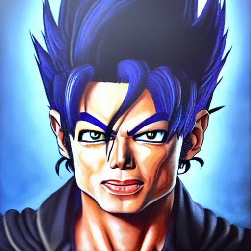 Image similar to ultra realistic portrait painting of michael jackson as vegeta, art by akira toriyama, 4 k, dragon ball artstyle, cel shaded, highly detailed, epic lighting