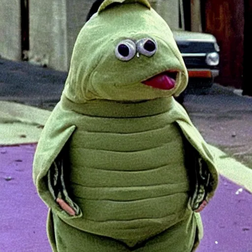 Image similar to bob odenkirk as pistachio disguisey dressed in a turtle suit in the movie master of disguise ( 2 0 0 2 )