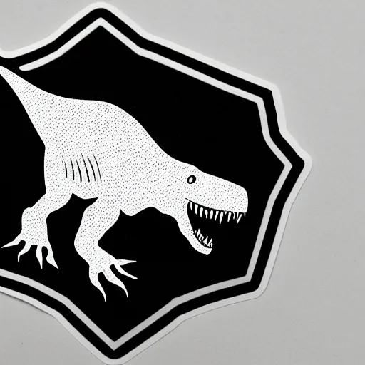 Image similar to a die - cut sticker of a t - rex on a white background, black and white