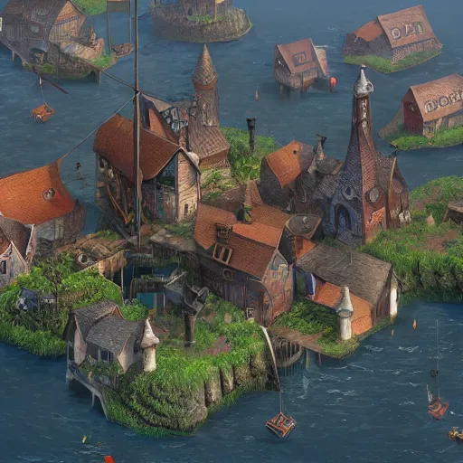 Image similar to floating town, medieval fantasy, 8k