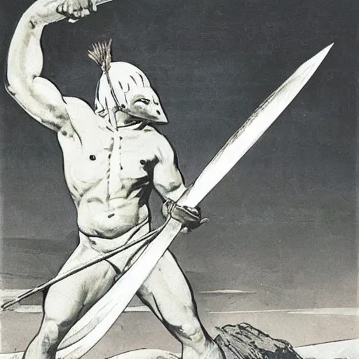 Image similar to inuit with spear frank frazetta