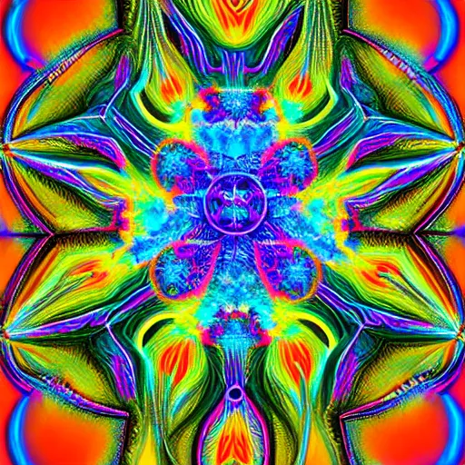 Image similar to highly detailed fractals, dmt vision, psychedelic painting