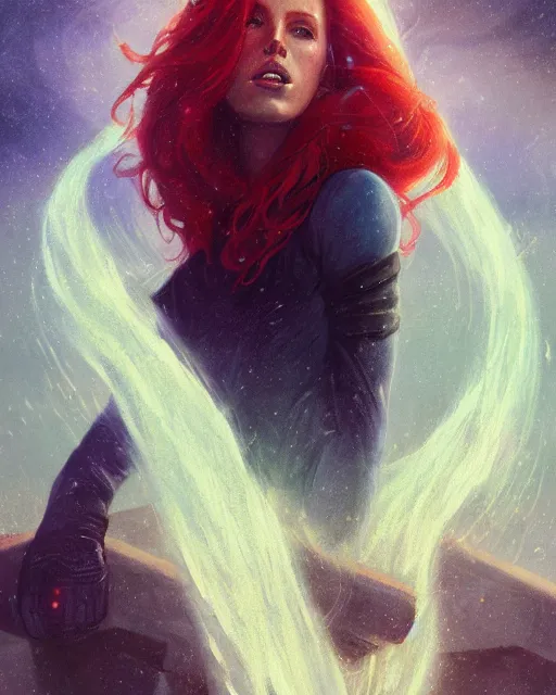 Image similar to detailed painting of mara jade, science fiction, ethereal, greg rutkowski, magali villeneuve and monet