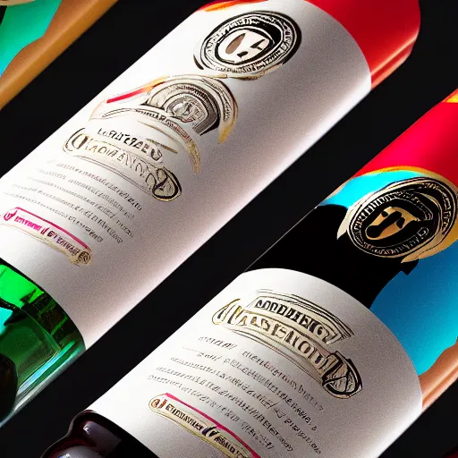 Prompt: liquor, packaging design, premium quality, limited edition, artist, bold, front label, trending, behance, packaging of the world, bright colors, stanger stranger