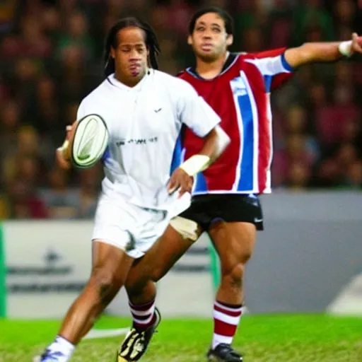 Prompt: ronaldinho playing rugby, detailed, sharp focus, smooth