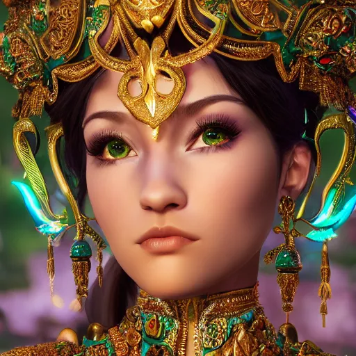 Image similar to portrait of wonderful princess of emerald with fair skin, glowing, ornate and intricate, jaw dropping, dynamic lighting, intricate and detailed, 4 k octane render