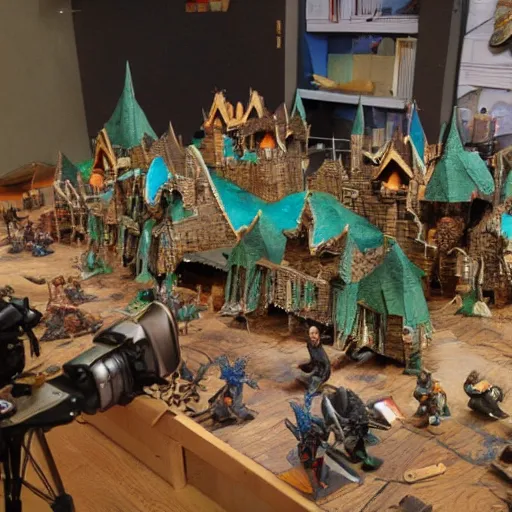 Image similar to a photo of a stopmotion animation filming set of warcraft