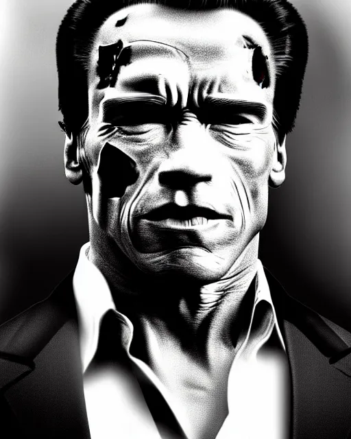 Prompt: arnold schwarzenegger as a damaged terminator