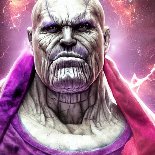 Image similar to ( pope ) thanos!!, purple skin, josh brolin, realistic, highly detailed