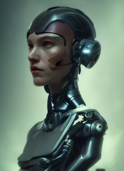 Prompt: a full portrait of a female cyborg by alexandre cabanel, scifi, digital painting, cyberpunk, dark lighting, bladerunner, smooth, octane render