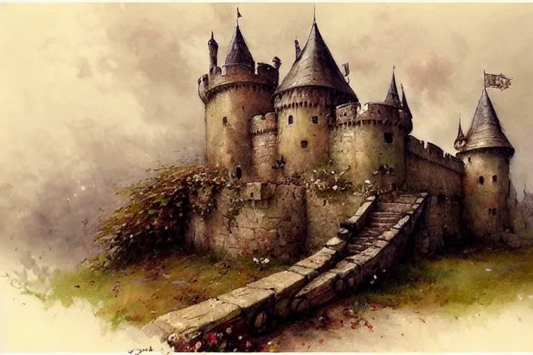 Image similar to ( ( ( ( ( 1 9 5 0 gypsy gypsy gypsy gypsy gypsy fair tail medieval castle. muted colors. ) ) ) ) ) by jean - baptiste monge!!!!!!!!!!!!!!!!!!!!!!!!!!!!!!