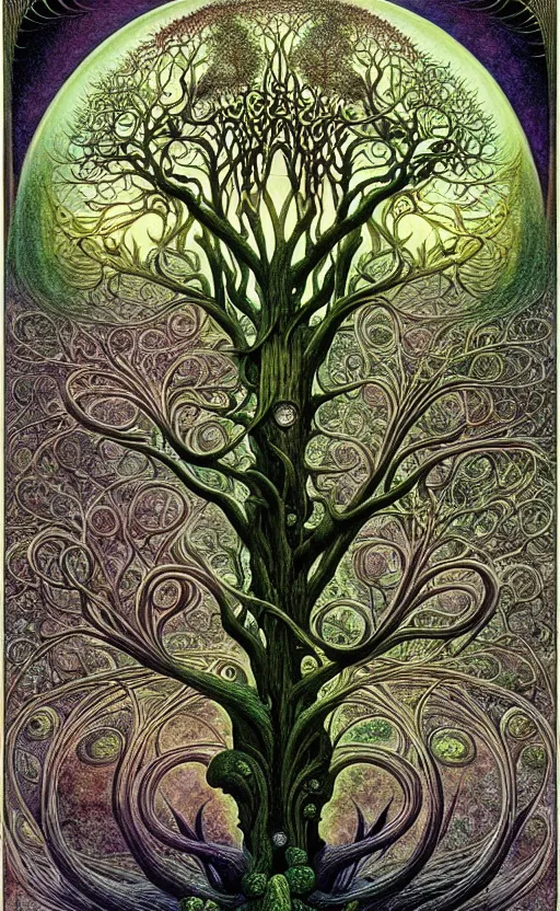 Image similar to tree of life by roger dean and andrew ferez, art forms of nature by ernst haeckel, divine chaos engine, symbolist, visionary, art nouveau, botanical fractal structures, organic, detailed, realistic, surreality