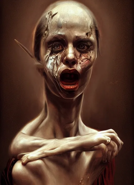 Image similar to hyper realistic, insanity of the mind, schizophrenia, the human condition, inspired by silent hill, painted by keith thompson, caravaggio, masterpiece, artstation