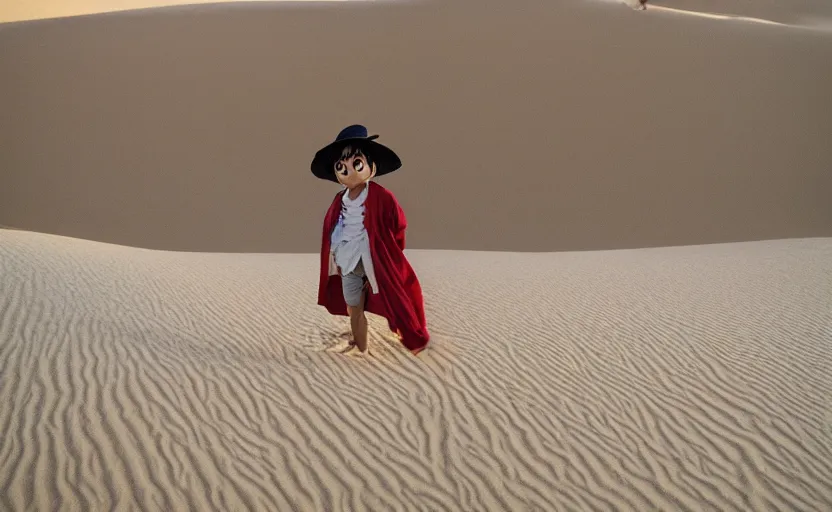 Image similar to a luffy in sand dunes, photography