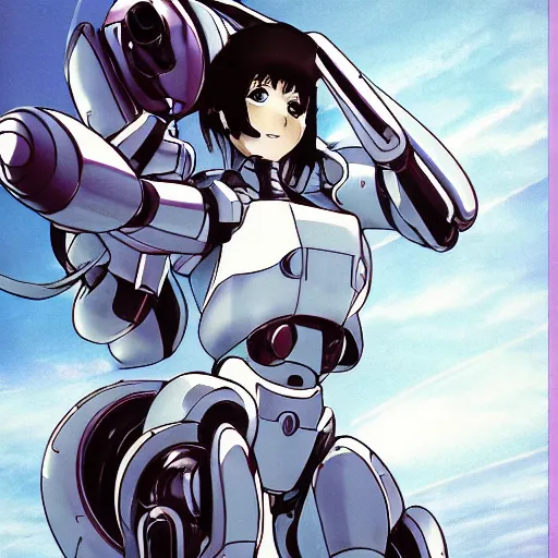 Prompt: anime protagonist woman robot, hyper detailed, ghost in a shell, 1 9 9 0 s