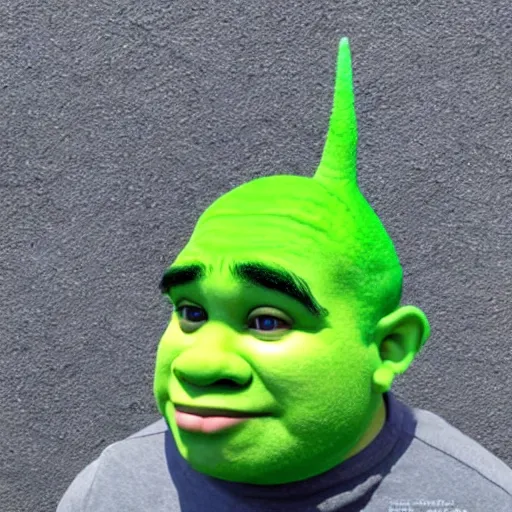 Image similar to photo of a cute shrek squishmallow, realistic,
