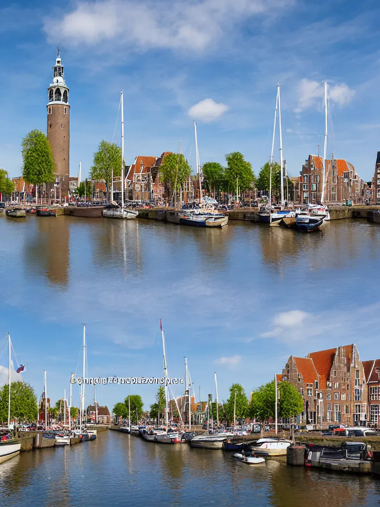 Image similar to A harbour view of de Hoofdtoren in the city of Hoorn in the Netherlands